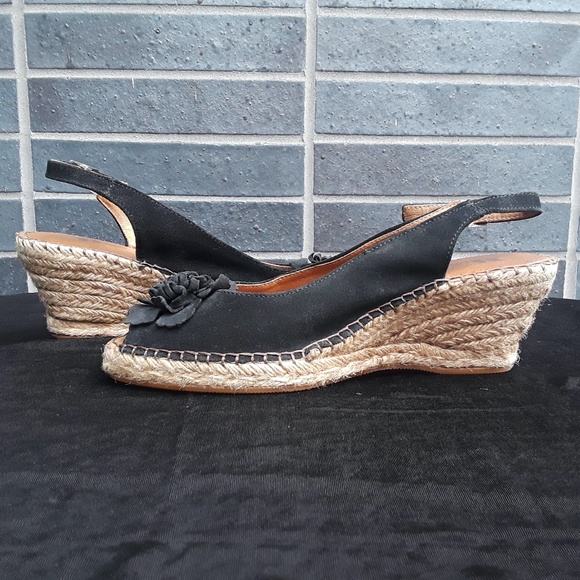 Browns Black Suede Espadrille Sling-back Wedge Sandal - Picture 5 of 7